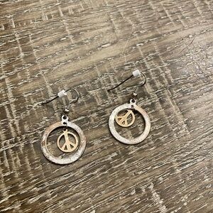 Jewelry - Gold Color Earrings with peace sign